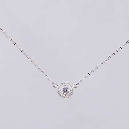 Collier med stenar, längd: ca 42 och 45cm, bredd: ca 1-7mm, GHA, 925/1000 silver  Vikt: 2,1 g