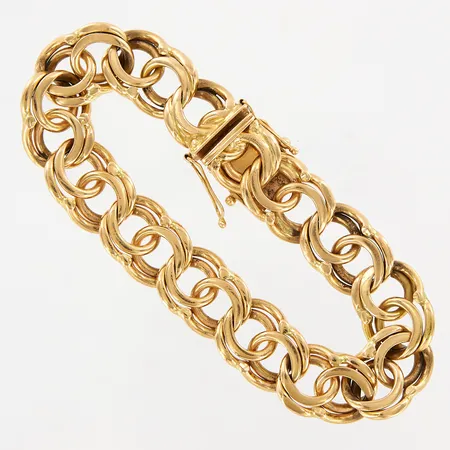 Armband Bismarck, 18,5cm, bredd: 13mm, GFAB, låsåttor något skeva, 18K Vikt: 41,9 g