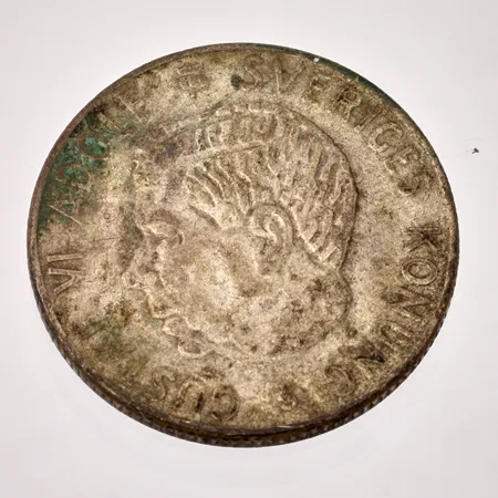 Mynt i silver, 1krona, 1954, vikt 6,92g.