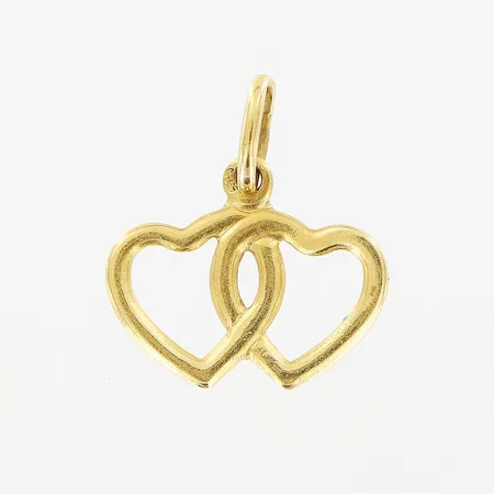 Hänge, hjärtan, 16x15mm, smärre skevhet, 18K.  Vikt: 0,6 g