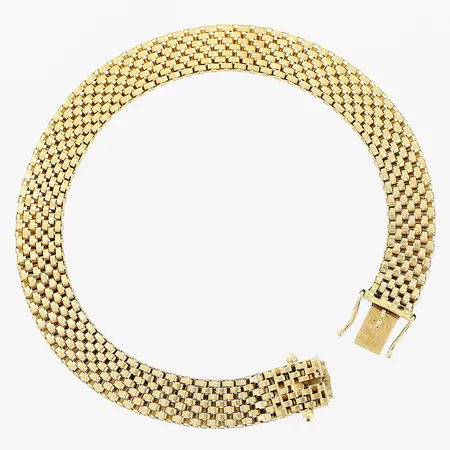 Armband, Korridor, 19,5cm, bredd 8mm, skevheter, 18K. Vikt: 15,5 g