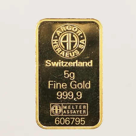 Guldtacka, Argor Heraeur SA, snr: 606795, 23x 14mm, repig, 24K  Vikt: 5 g