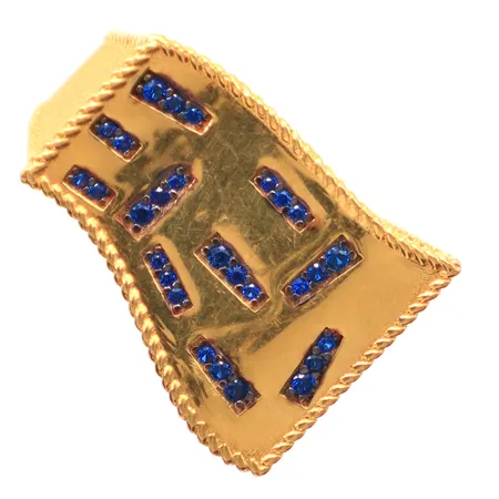 Ring, Ø17¾, längd 23,8mm, bredd 17,7mm, små blå stenar, 21K Vikt: 14,4 g