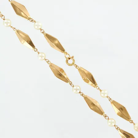 Collier, odlade pärlor Ø4,8mm, 42cm, bredd: 7mm, 18K Vikt: 10,9 g