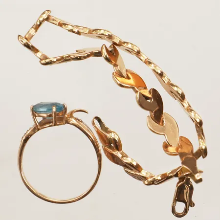 Armband, ring, stenar, skadat, 14K  Vikt: 7,1 g