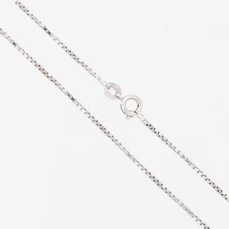 Kedja, Venezia, vitguld, längd 38cm, bredd 1mm, GHA, 18K Vikt: 3,5 g