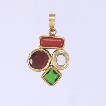 Hänge med färgade stenar, 39x22mm, 22K Bruttovikt: 10,2g Vikt: 10,2 g