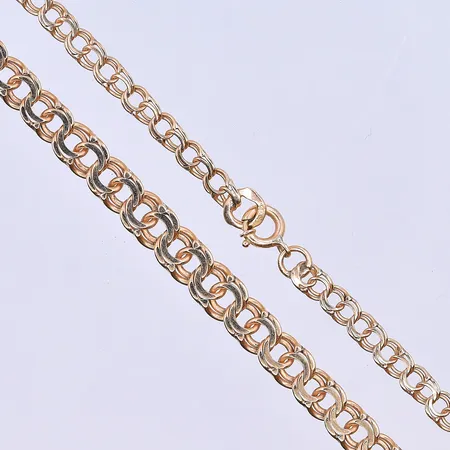 Collier Bismarck, doserad, bredd 4-6 mm, längd 46 cm, 18K. Vikt: 12,6 g