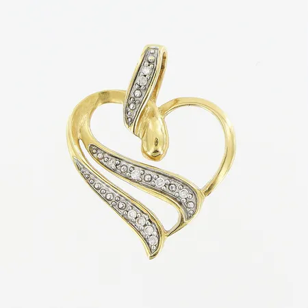 Hänge, hjärta, diamanter 10 x ca 0,005ct, 19x15mm, GHA, 18K. Vikt: 1,1 g