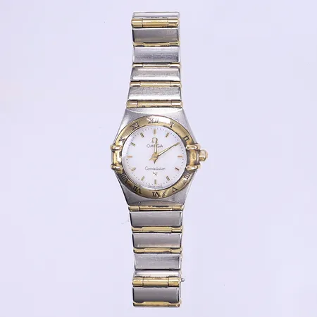 Damur Omega Constellation, stål/guld, refnr:6553/865, årtal ca 1995, pärlemorurtavla, Ø22mm, bruksskick, inga tillbehör, i behov av batteribyte