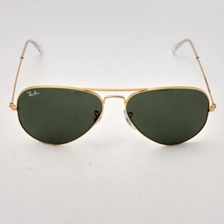 Solglasögon Ray-Ban, Aviator Large Metall RB3025 L0205, 58¤14-135 3 N, guldfärgade bågar, gröntonat glas.