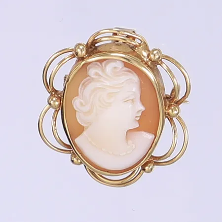 Hänge/brosch med camé, 29x22mm, 18K Bruttovikt: 4,6g 