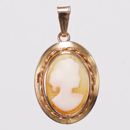 Hänge, camé, längd 25mm inkl ögla, bredd 14mm, 18K Vikt: 1,3 g