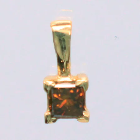 Hänge, diamant,  conjaksfärgad ca 0,10ct, prinsessslipad, 1cm, 14k    Vikt: 0,3 g