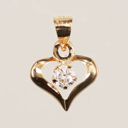 Hänge hjärta med vit sten, längd 12,5mm inklusive ögla, bredd 9mm, GHA, 18K  Vikt: 0,2 g