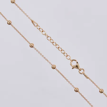 Kedja, ankarlänk med kulor, längd: ca 40,5-43,5cm, bredd: ca 1-3mm, GHA, förgylld, 925/1000 silver Vikt: 2,9 g