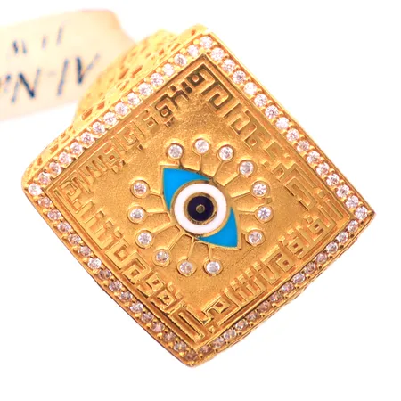 Ring, Ø17¾, emalj, Nazars öga, små vita stenar, 21K Vikt: 10 g