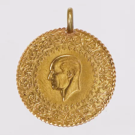 Hänge mynt, Attaturk, Ø18mm, år 2020, ögla i metall, 21,6K Vikt: 1,8 g