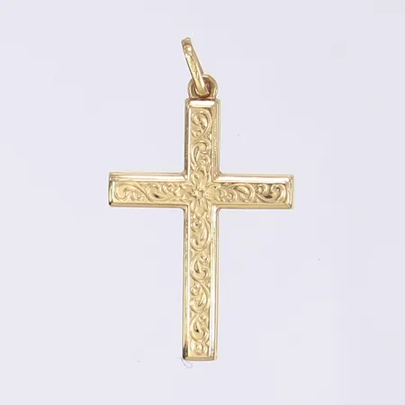 Hänge kors, mönstrad dekor, 31x17mm, 18K  Vikt: 1 g
