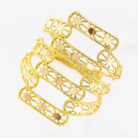 Ring, stl 16¼, bredd 2-21mm, smärre tillverkningsdefekter, 21K. Vikt: 2,3 g