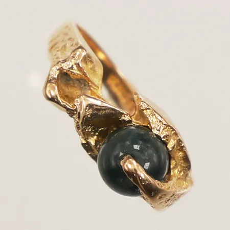Ring Lapponia "Gömd agat" mossagat, Björn Weckström, stl 17, bredd ca 2-8mm, år 1976, 14K Vikt: 4,1 g