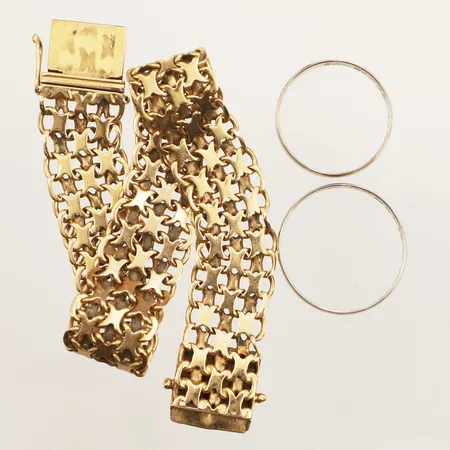 Armband X-länk saknar låsåtta, två ringar, gravyr, 18K Vikt: 29,1 g