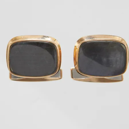 Ett par manschettknappar, Spektrolit, längd ca 18mm, bredd 14mm, finska stämplar, år 1999, 14K, Bruttovikt: Vikt: 6,9 g