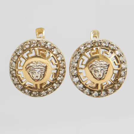 Ett par örhängen, Medusa, vita stenar, Ø 14mm, 14K Vikt: 4,3 g