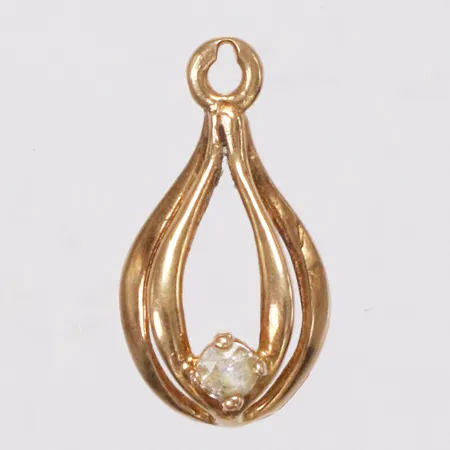 Hänge, vit sten, längd 15mm, bredd 8mm, saknar hängögla, 18K Vikt: 0,5 g