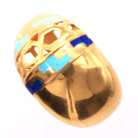 Ring, Ø17¾, blå emalj, 21K Vikt: 4 g