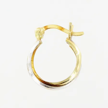 Enstaka örhänge, vit/gulguld, creol Ø12mm, bredd 4mm, 18K.  Vikt: 0,6 g