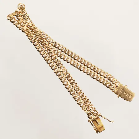 Armband dubbelradigt Pansar, längd 18cm, bredd 7,6mm, 18K  Vikt: 13,8 g