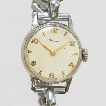 Damur Alpina, stål, manuell, 20mm, flexband, går ej, inga tillbehör.