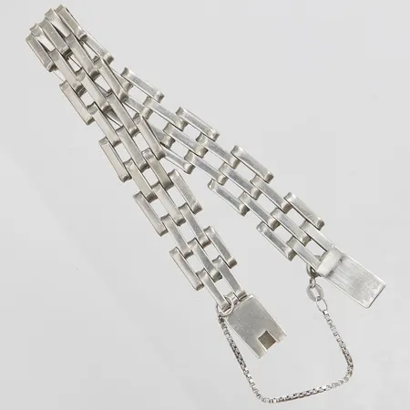 Armband, längd ca 20cm, bredd 13,5mm, säkerhetskedja, Mexiko, 925/1000 silver Vikt: 38,2 g