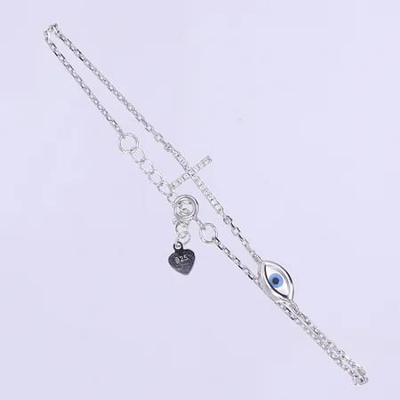 Armband med vita stenar, 17-19,5cm, bredd 1-9mm, silver 925/1000  Vikt: 1,8 g