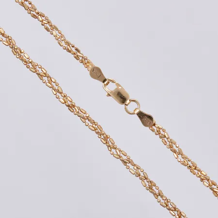 Collier flätad, längd: ca 42,5cm, bredd: ca 3mm, förgylld, GHA, 925/1000 Vikt: 4,5 g