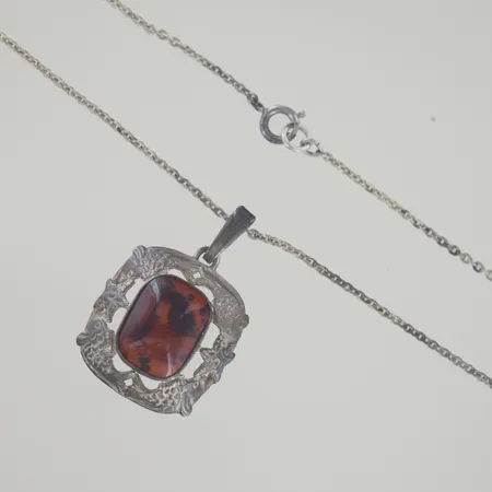 Halskedja med hänge, längd 52/3,3 cm, silver 835/1000 Vikt: 7,6 g