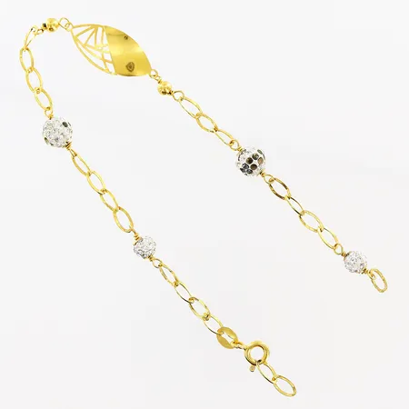 Armband, 19cm, stenar, defekter på länk, stenar saknas, 21K Vikt: 2,1 g