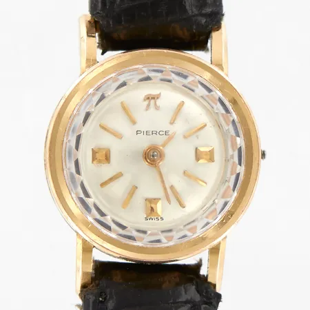 Damur Pierce, Ø17mm, 18K i boett, lädarband, defekt, saknar krona