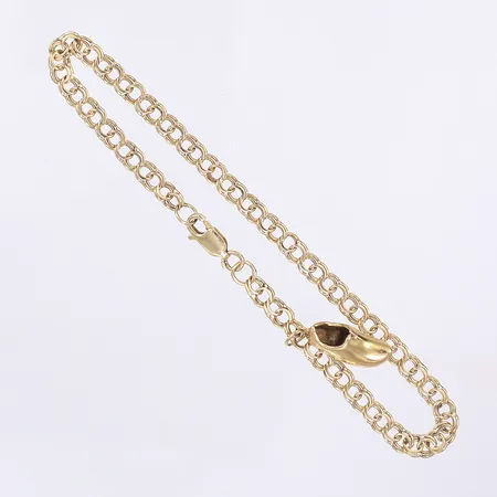 Armband Bismarck med berlock, 21cm, bredd 4mm, smärre slitage, (lås utbytt, är i 14K) 18K Vikt: 5,7 g