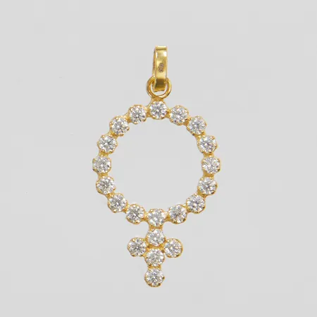 Hänge Venussymbol, vita stenar, längd ca 21mm, 18K Vikt: 0,5 g