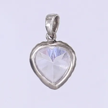 Hänge i form av hjärta med vit sten, 19x12mm, silver 925/1000  Vikt: 1,8 g