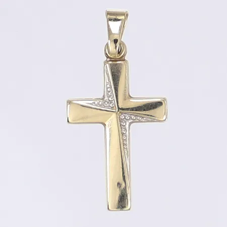 Hänge, kors, längd inkl ögla 25mm, bredd 11mm, bucklig, 9K Vikt: 0,5 g