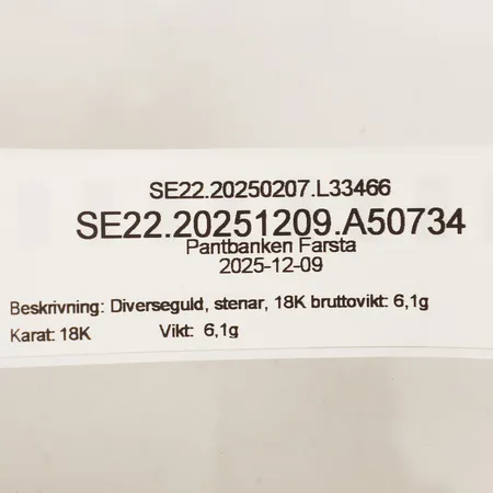 Diverseguld, stenar, 18K bruttovikt: 6,1g Vikt: 6,1 g