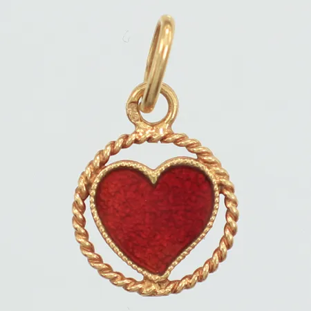 Hänge med emalj, längd 19mm inklusive ögla, bredd 11mm, 18K  Vikt: 1,1 g