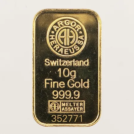 Guldtacka, Argor Heraeur SA, snr: 352771, 23x 14mm, repig, 24K  Vikt: 10 g