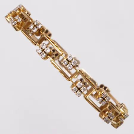 Armring, vita stenar, Ø55mm, bredd 8mm, sten saknas, bucklig, 21K Vikt: 19,3 g