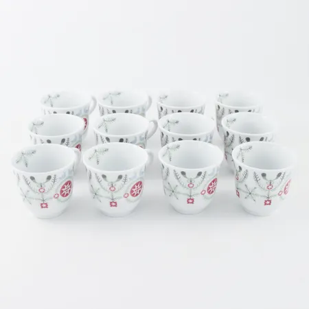 Glöggkoppar 12 st utan fat, Rörstrand Swedish Grace Winter,höjd ca 6 cm. Vikt: 0 g Skickas med postpaket.