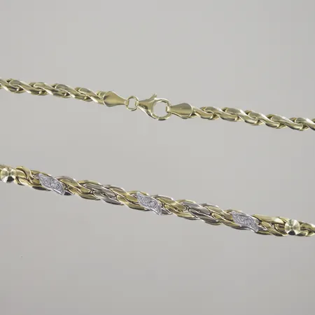 Collier med stenar, längd 45 cm, bredd 4 mm, 14K Vikt: 10,8 g