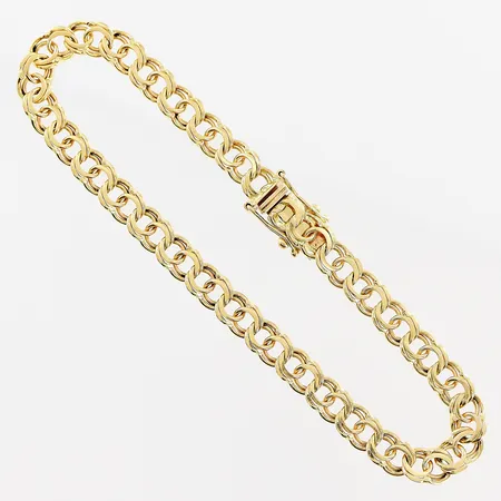 Armband, Bismarck, 19cm, bredd 5mm, GHA, 18K.  Vikt: 10,4 g